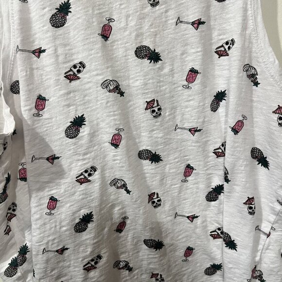 Torrid White Tank Top With Tropical & Skull Print Classic Fit Size 0 size large - Picture 6 of 7